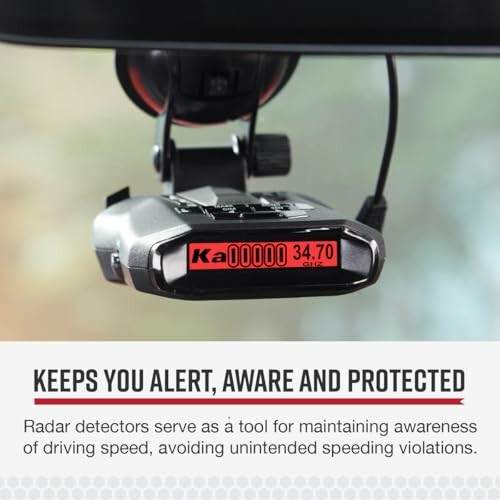 Car radar detector with alert message.