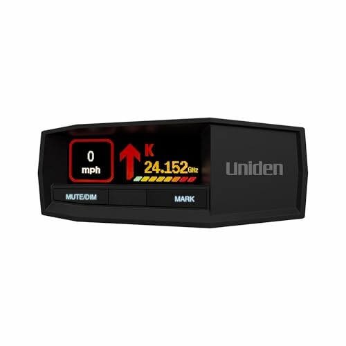 Uniden Radar Detector with Digital Display showing speed and frequency